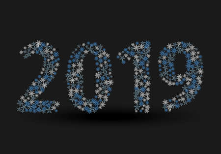 Inscription 2019 isolated on black background. Vector illustrationのイラスト素材