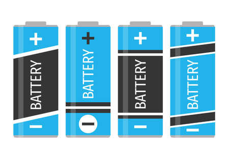 A set of four blue batteries. Vector illustrationのイラスト素材