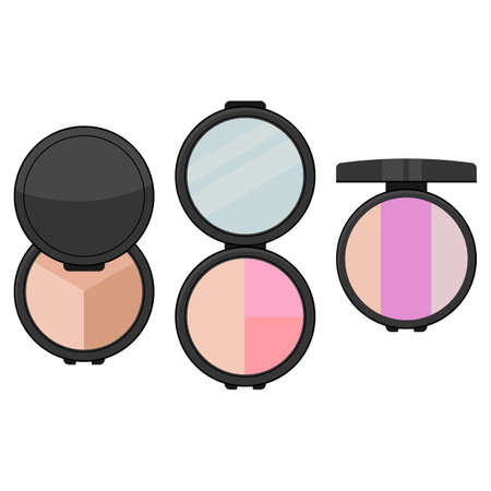 Set of three bright eye shadows with mirror. Vector illustration.のイラスト素材