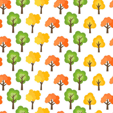 Seamless pattern from autumn trees. Autumn forest background. Vector illustrationのイラスト素材