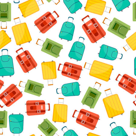Seamless pattern with travel bag with luggage. Background with suitcase for journey trip. Vector illustrationのイラスト素材
