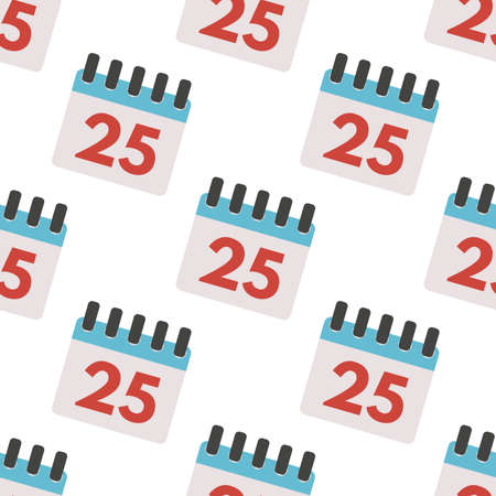 Seamless Pattern with Calendar with date twenty five. Vector illustrationのイラスト素材