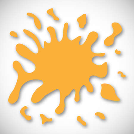 Yellow Hand Drawn Paint Splash with small splashes and shadows. Vector illustrationのイラスト素材