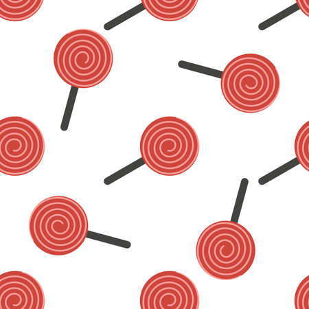 Seamless Pattern with Red Lollipop, Christmas Sweet Candy. Vector illustrationのイラスト素材