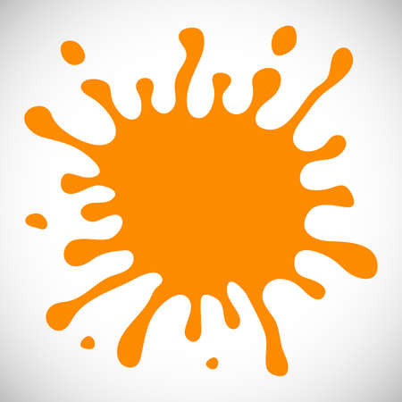Orange Hand Drawn Paint Splash with small splashes and shadows. Vector illustrationのイラスト素材