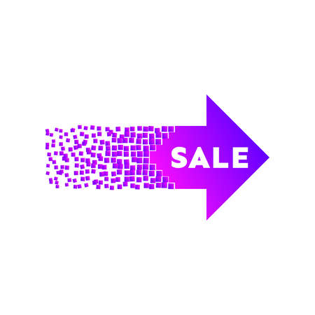 Abstract explosion. Purple sale arrow banner. Vector illustrationのイラスト素材