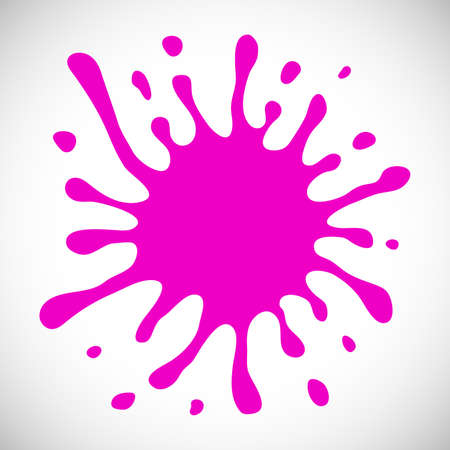 Pink Hand Drawn Paint Splash with small splashes and shadows. Vector illustrationのイラスト素材