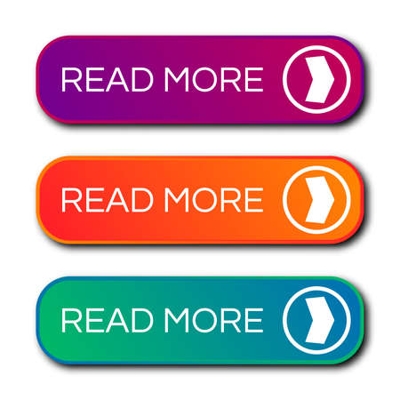 Set of three modern gradient buttons with shadows. Read more Buttons. Vector illustrationのイラスト素材