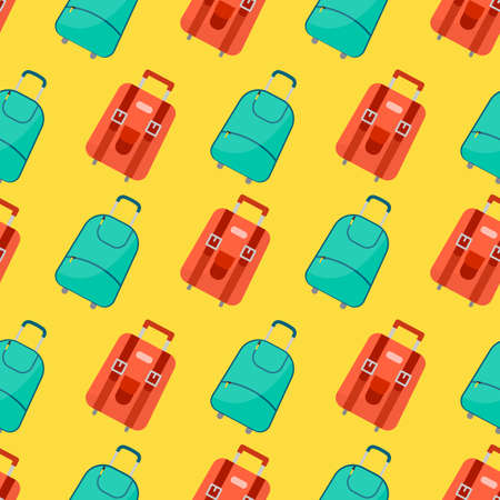Seamless pattern with travel bag with luggage. Background with suitcase for journey trip. Vector illustrationのイラスト素材