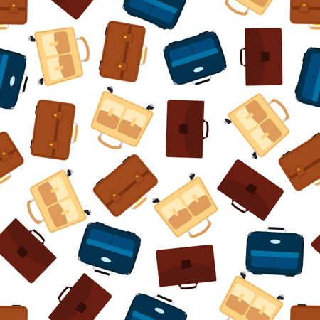 Seamless pattern with travel bag with luggage. Background with suitcase for journey trip. Vector illustrationのイラスト素材