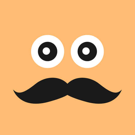 Serious face with a mustache on color background. Vector illustration