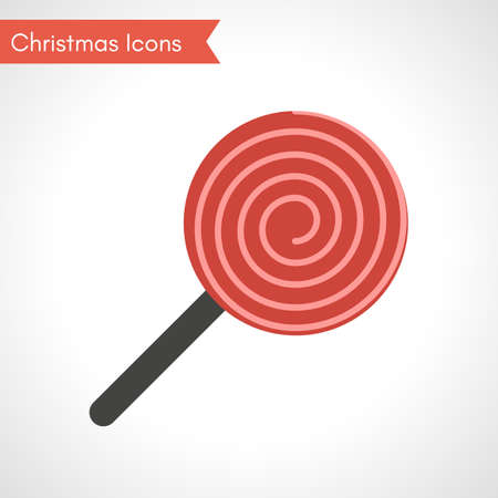Red Lollipop, Christmas Sweet Candy. Christmas Icon. Vector illustrationのイラスト素材