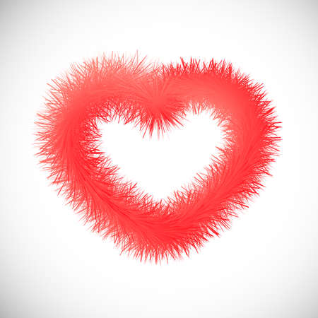 Red heart with fur effect. Symbol of Love. Vector illustration.のイラスト素材