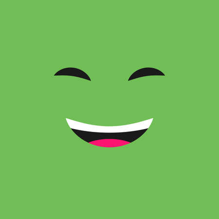 Laughing face with emotions of joy on color background. Vector illustrationのイラスト素材