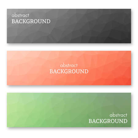 Set of three multi colored banners in low poly art style. Background with place for your text. Vector illustrationのイラスト素材