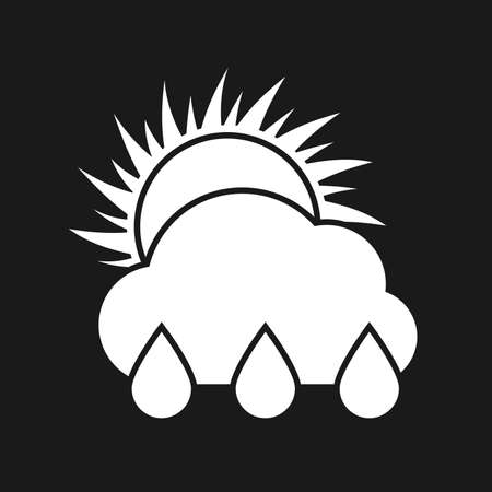 Rain sunny day Icon. White weather icon on dark background. Vector illustration.のイラスト素材