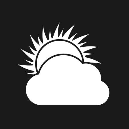 Cloudy day Icon. White weather icon on dark background. Vector illustration.のイラスト素材