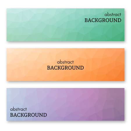Set of three multi colored banners in low poly art style. Background with place for your text. Vector illustrationのイラスト素材