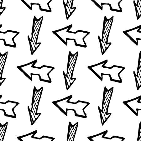Seamless pattern with black hand drawn arrows. Vector illustrationのイラスト素材