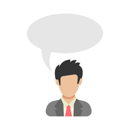 Monologue. Businessman says. Man in business suit with speech bubble. People icon in flat style. Vector illustrationのイラスト素材