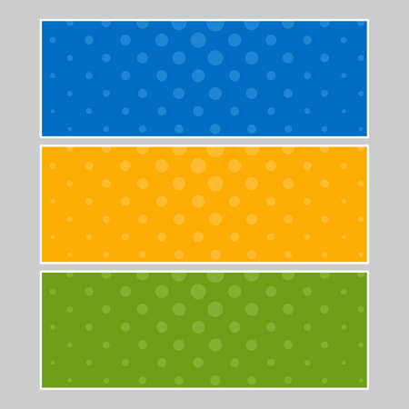 Set of multi colored pop art banners. Halftone comic template with place for your text for design. Vector illustrationのイラスト素材