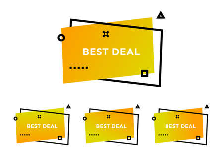 Best Deal. Set of four yellow geometric trendy banners.  Modern gradient shape with promotion text. Vector illustration.のイラスト素材
