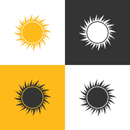 Sun Icon. Set of four sun icon on different backgrounds. Vector illustration.のイラスト素材