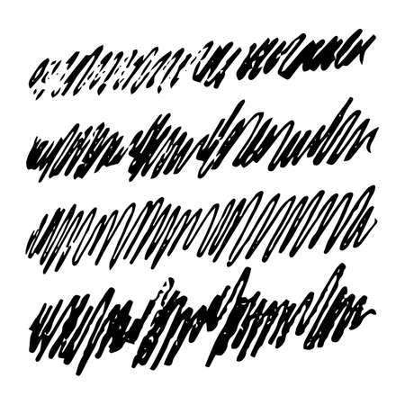 Set of four Sketch Scribble Smear Rectangles. Hand drawn Pencil Scribble. Vector illustration.のイラスト素材