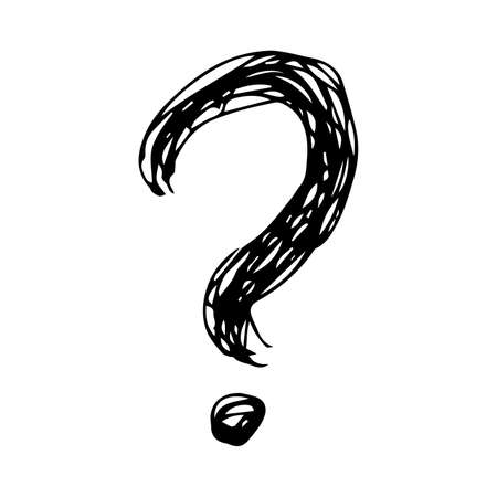 Hand drawn question mark symbol. Black sketch question mark symbol on white background.のイラスト素材