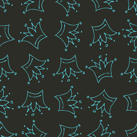 Hand drawn crowns. Seamless pattern of simple graffiti sketch queen or king crowns. Royal imperial...