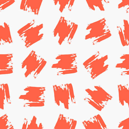Seamless pattern with red hand drawn scribble smear on white background. Abstract grunge texture. Vector illustrationのイラスト素材
