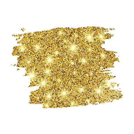 Golden Paint Glittering backdrop on a white background. Background with gold sparkles and glitter effect. Empty space for your text.  Vector illustrationのイラスト素材