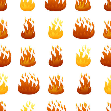 Seamless pattern with fire flame on white background. Vector illustration.のイラスト素材