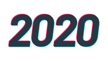 2020 Happy New Year logo text design. Dark numbers with shadow isolated on white background. Vector...