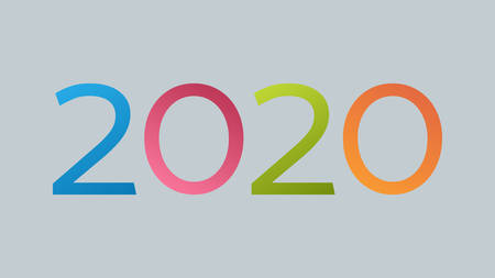 2020 Happy New Year  text design. Multicolored numbers isolated on grey background. Vector...
