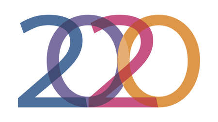 2020 Happy New Year text design. Multicolored numbers isolated on white background. Vector...