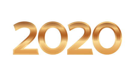 2020 Happy New Year text design. Gold numbers isolated on white background. Vector illustration.のイラスト素材