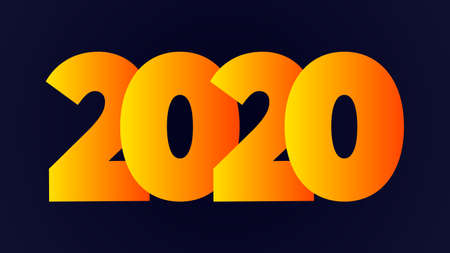 2020 Happy New Year text design. Yellow numbers isolated on blue background. Vector illustration.