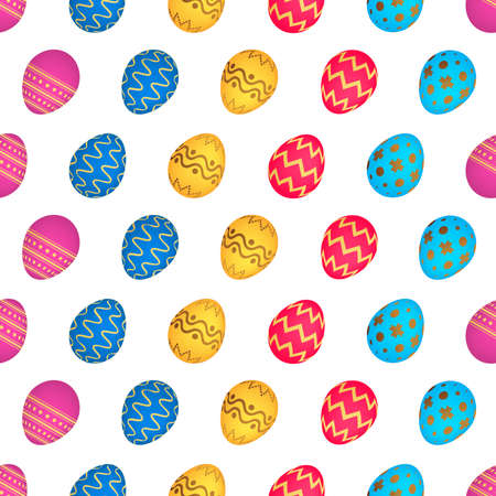 Seamless pattern with colorful Easter eggs. Vector illustrationのイラスト素材