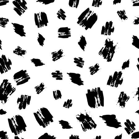 Seamless pattern with hand drawn black circle scribble smear. Abstract grunge texture. Vector illustrationのイラスト素材