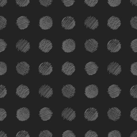 Seamless pattern with hand drawn black circle scribble smear. Abstract grunge texture. Vector illustrationのイラスト素材