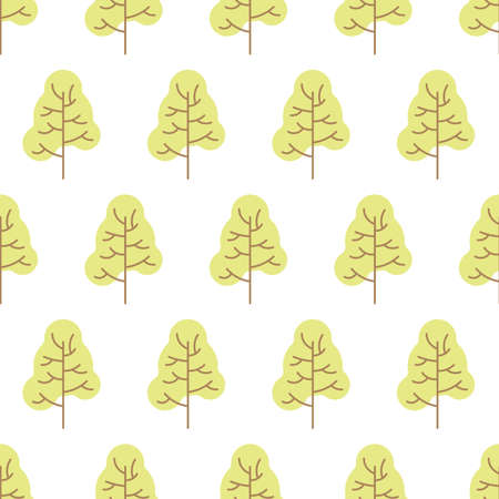 Seamless pattern with colored trees on white background. Vector illustration.