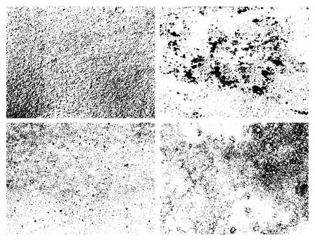 Grunge grainy dirty texture. Set of four abstract urban distress overlay backgrounds. Vector illustrationのイラスト素材