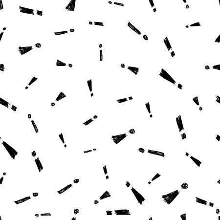 Seamless pattern with hand drawn exclamation mark symbol. Black sketch exclamation mark symbol on white background. illustrationのイラスト素材