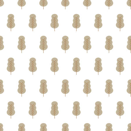 Seamless pattern with colored trees on white background. Vector illustration.