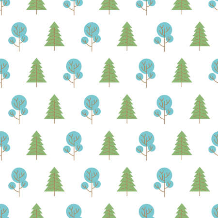 Seamless pattern with colored trees on white background.  illustration.のイラスト素材