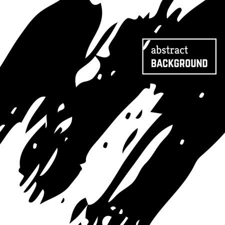 Hand drawn background with abstract brush strokes. Minimal black and white banner design. Vector illustrationのイラスト素材