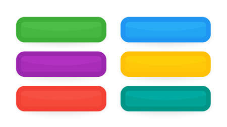 Colorful interface buttons. Set of six modern abstract web buttons. Vector illustration