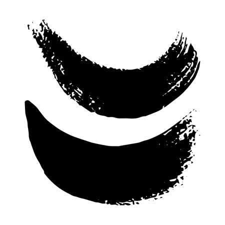 Black grunge brush strokes. Two painted wavy ink stripes. Ink spot isolated on white background. Vector illustrationのイラスト素材