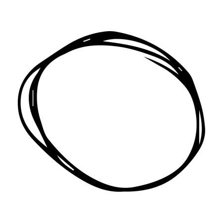 Hand drawn scribble circle.  Black doodle round circular design element on white background. Vector illustrationのイラスト素材